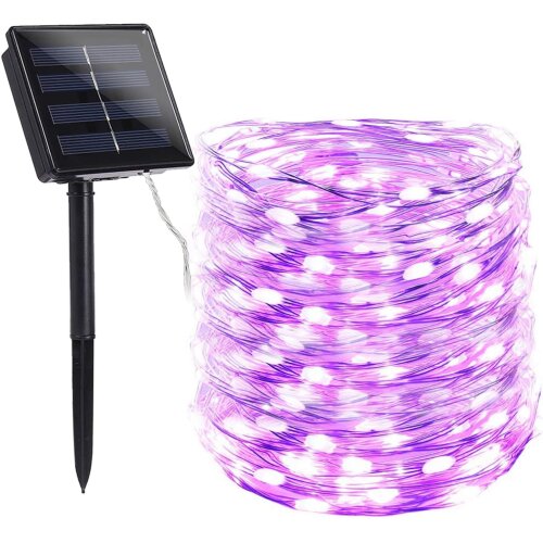 Solar Purple Halloween Lights, 72ft 200 LED Solar Halloween String Lights, 8 Modes Water