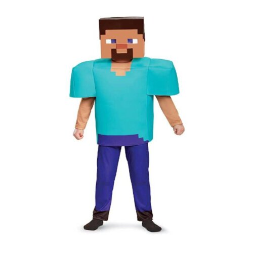(Blue-M) Halloween minecraft COS performance costume childrens three-piece set