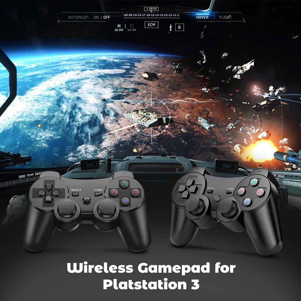 Controller Wireless for PS3 Double Shock Controller Rechargeable Gamepad Joystick for Playstation 3 with USB Charge Cable Cord