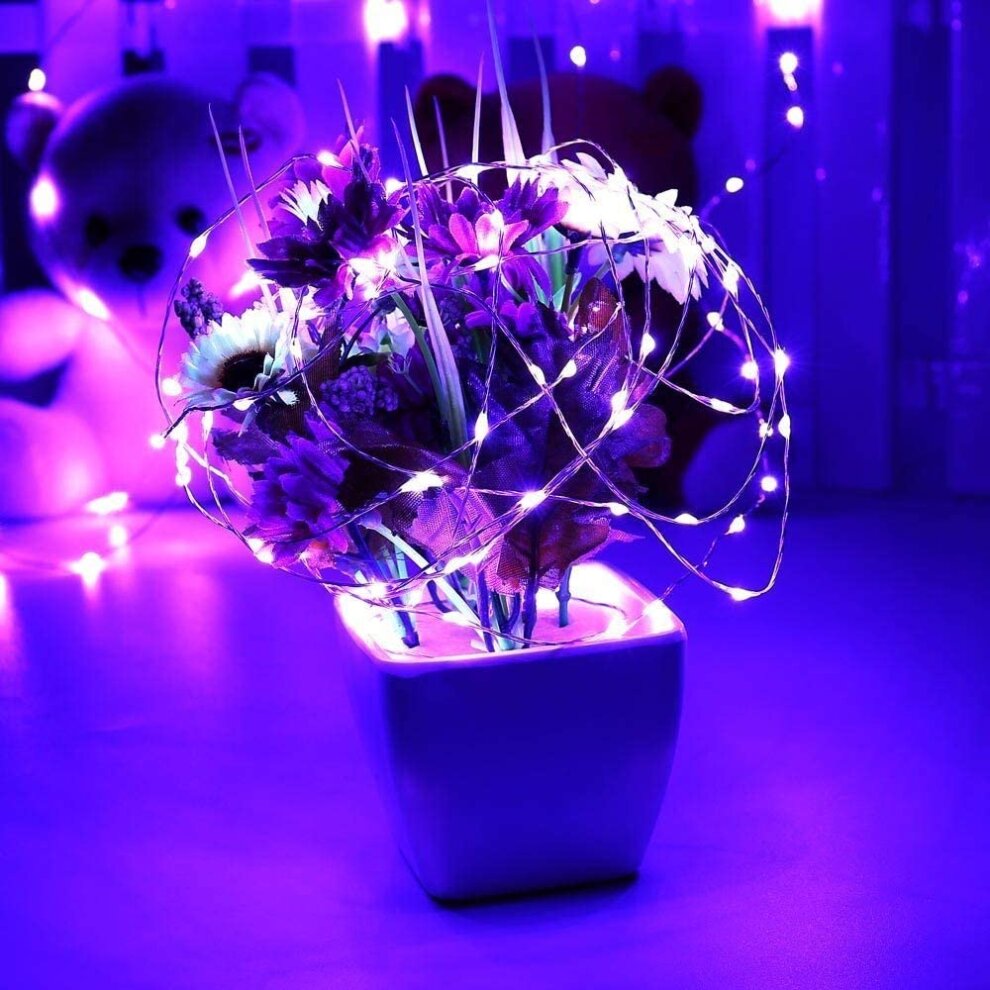 Solar Purple Halloween Lights, 72ft 200 LED Solar Halloween String Lights, 8 Modes Water