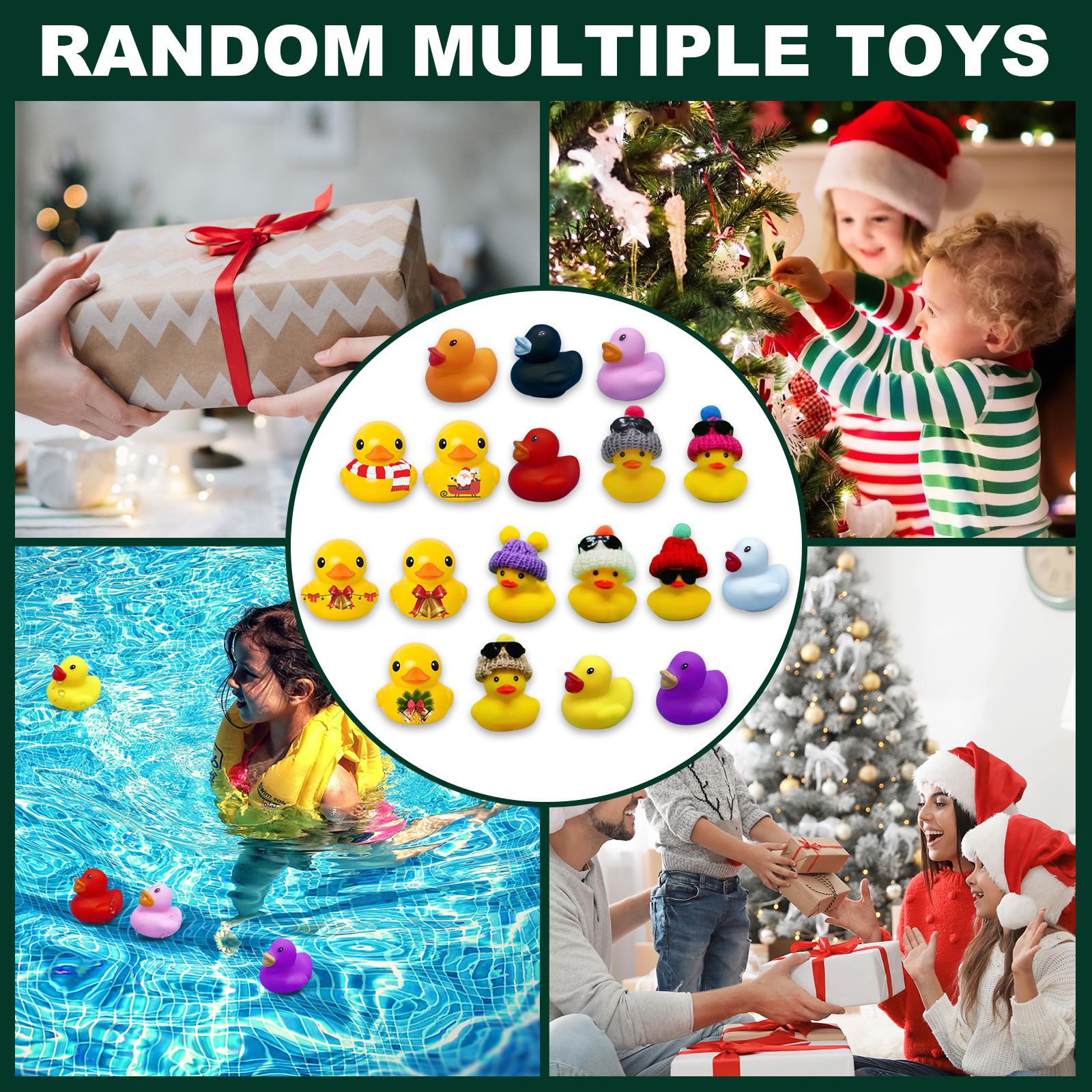 Advent Calendar Rubber Ducks Stress Relief Toys Set Christmas 24 Days Countdown Calendar Holiday Party Favors Kids Bath Toys Blind Box Surprise Gift