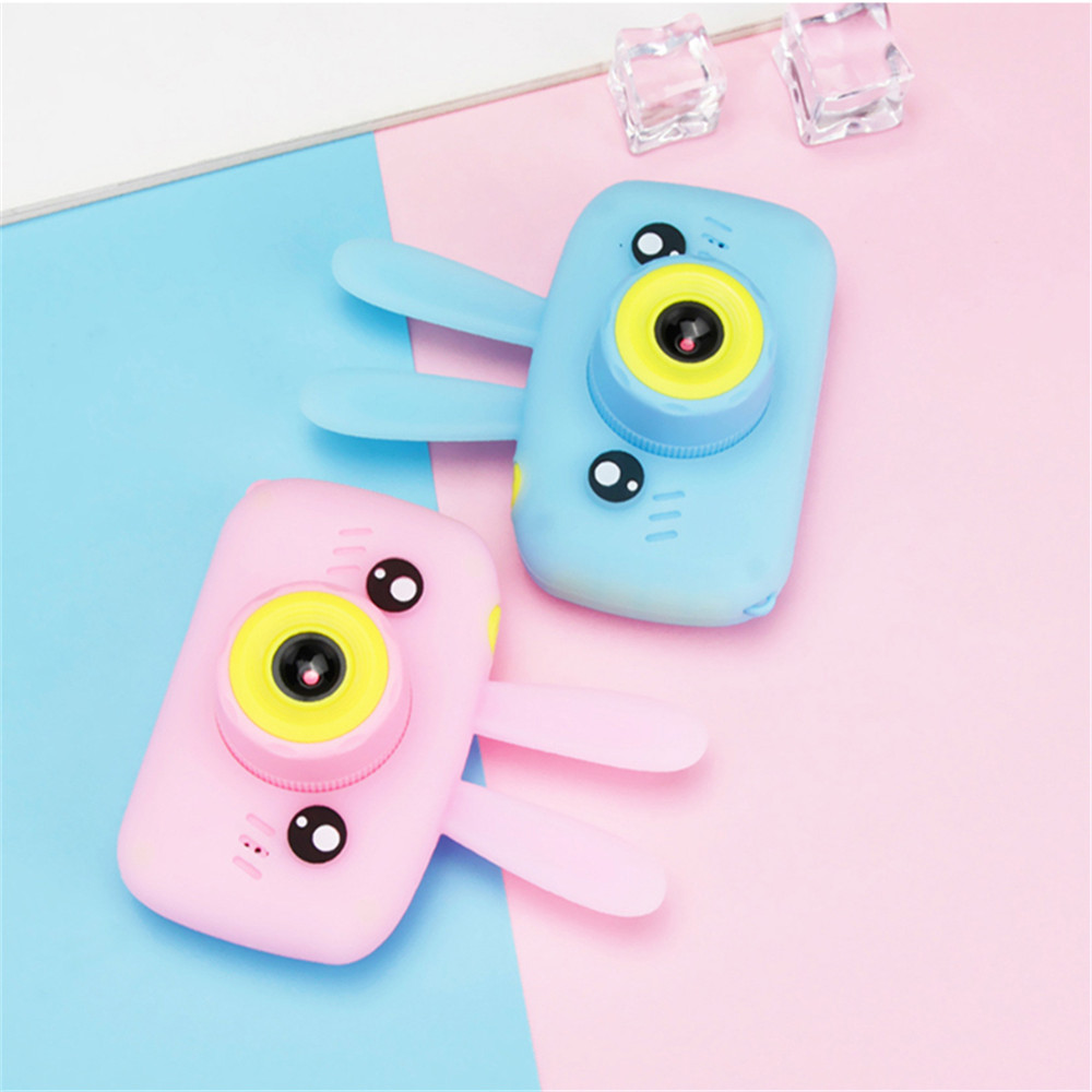 (Yellow) Digital Children Cameras Kids Rabbit Digital Camera Toy Bunny Appearance 1080P Full HD Cartoon Screen Xmas Gift