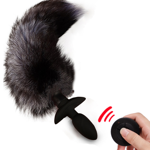 Foxtail Dildo for Sexual Stimulation Silicone Anal Stopper Butt Plug Anal Plug SM Sex Toy Fur Fetish Bondage BDSM Masturbation Vibrators for Beginners Couples Men Women Butt Plug Cosplay Remote Control