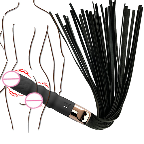 BDSM Vibrator Clitoral Stimulator G Spot Bullet Vaginal Sex Toys for Female 2 in 1 PU Leather Bondage Whips Dildo for Couple Slave Spanking Paddles Role Play Games