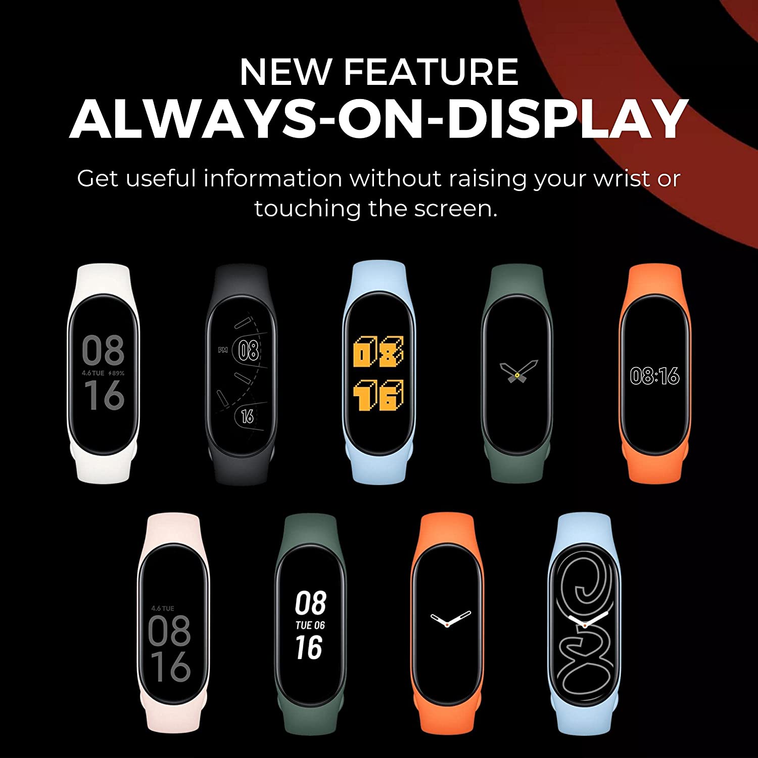 Xiaomi Mi Band 7 Smart Bracelet Waterproof Fitness Tracker Band Women Sports Activity Trackers Bluetooth Smart Watch for iOS Android with Blood Oxygen Fitness Traker eart Rate Sleep Monitor 6 Color AMOLED Screen