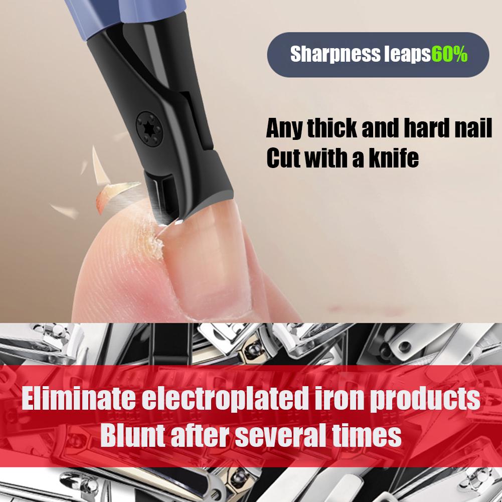 (Blue) Nail Clippers Thick Hard Nail Special Nail Clippers Manicure Fingernail Cutter Toes Nail Clipper Pedicure Tools Anti-splash Large Size Household Tool