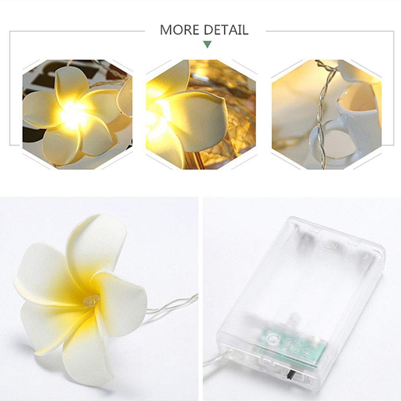 Artificial Plumeria Flower Led String Lights Battery Fairy Lights for Bedroom Home Wedding Hawaiian Luau Party Decor