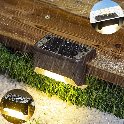 4Pcs LED Solar Path Stair Lights Outdoor Garden Yard Fence Wall Landscape Lamp Solar Light for Stair Courtyard