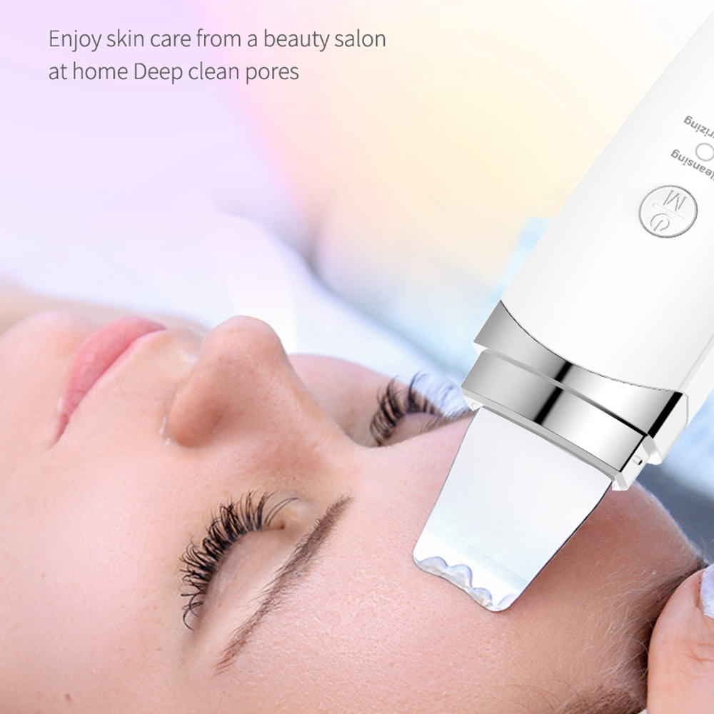 Ultrasonic Skin Scrubber Facial Spatula Blackhead Remover Deep Face Cleaning Lift Machine Peeling Shovel Pore Cleaner Face Skin Care Beauty Tools