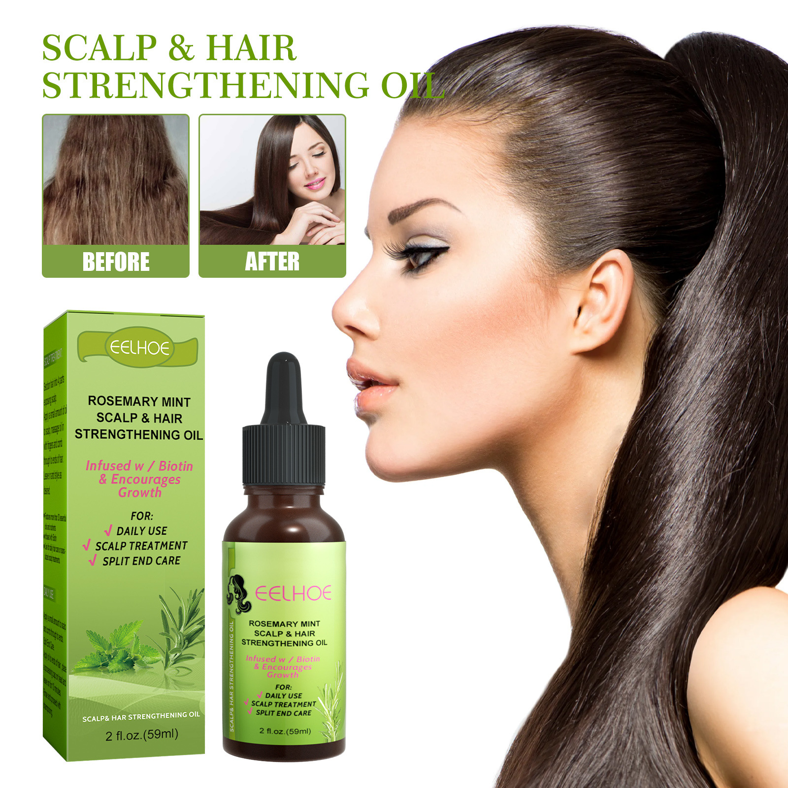 Hair Follicle Hair Spray Mint Plant Extract Essential Hair Oil Ginger Hair Nutrient Solution Hair Nutrient Solution Repairing Damaged Frizz Dry Hair