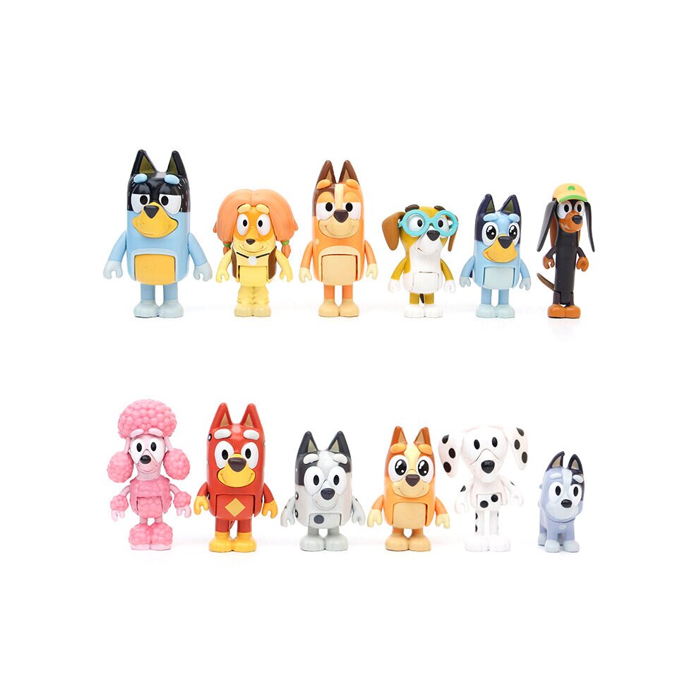 Bluey Family And Friends Action Figures Model Toy Cake Toppers Playset Kids Gift 12Pcs Pack