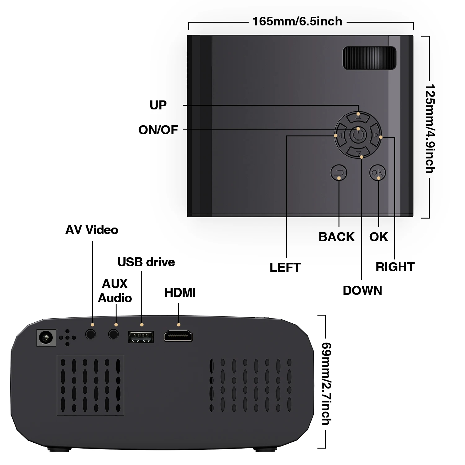 16G 1080P Projector Android Wifi BT Camera Home Proyector UK