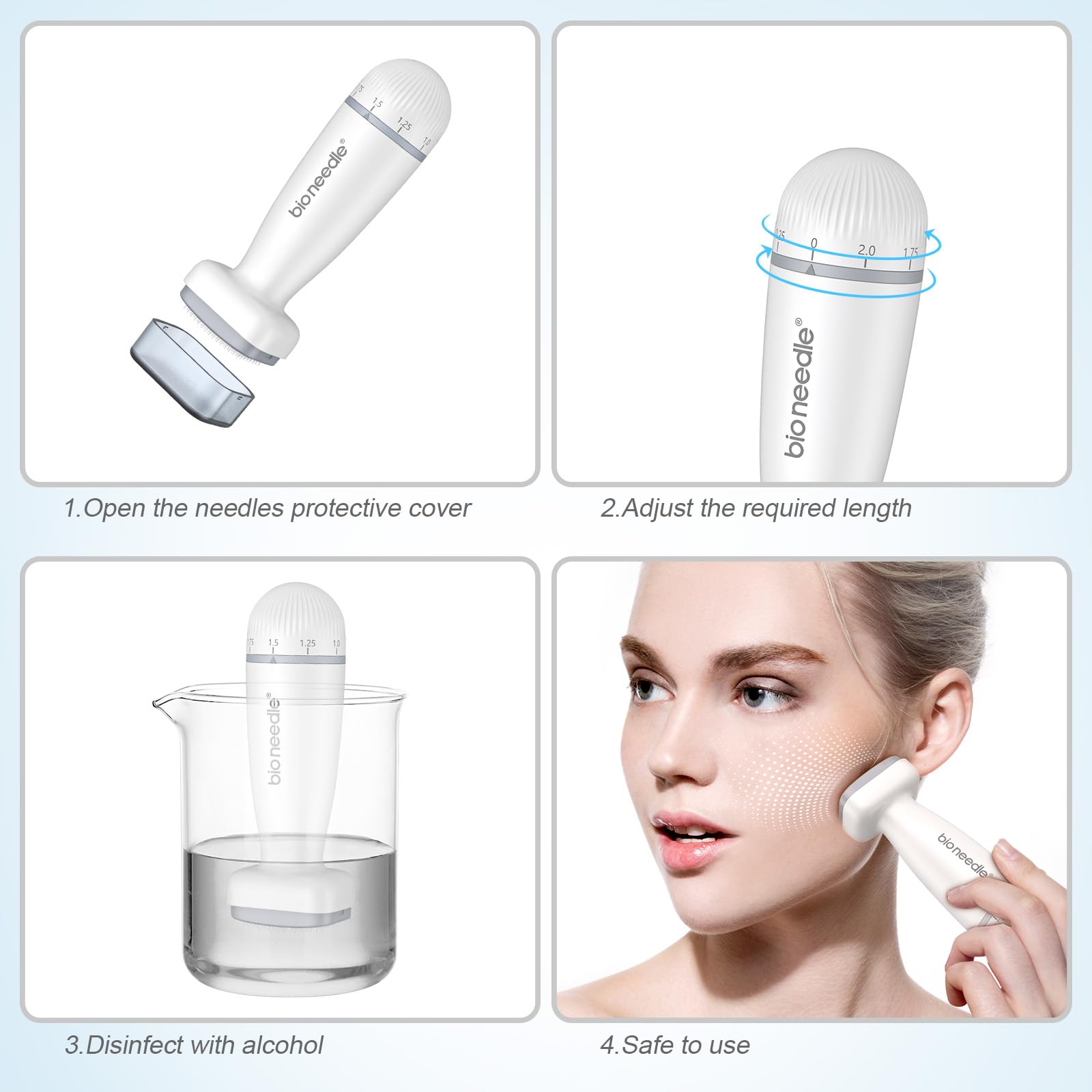 Bioneedle Derma Stamp 120 Titanium Microneedling Stamp Adjustable dermastamp 0-2mm Derma Roller Microneedling Pen for Hair Growth Face Skin Care BIO120