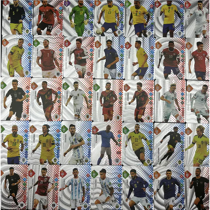 World Football Stars 55Pcs Silver Cards Trading Cards Games Plastic Material Football Player Toys Card Soccer Cards Childrens Fan Kids Gifts Packs