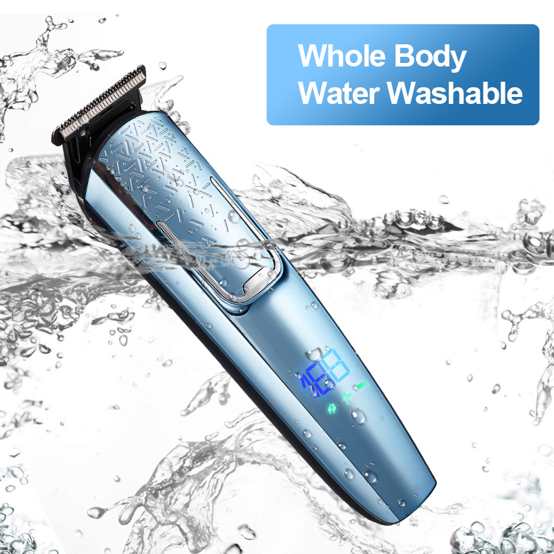 (Blue) Electric Shaver Men Grooming Hair Clipper Kit Beards Face Body Hair Trimmer 5 IN 1 Men Electric Razor Digital Display USB Rechargeable Wet and Dry Use