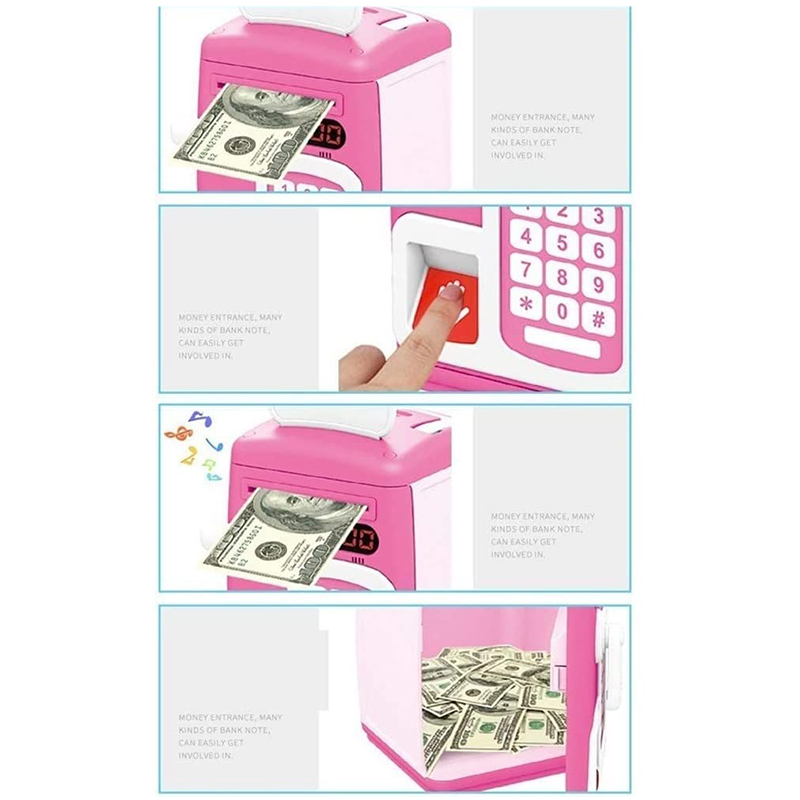 (Blue) Cute Piggy Bank for Kids Saving Money Fingerprint Unlock Money Bank Coin Bank Perfect Gift for Little Savers