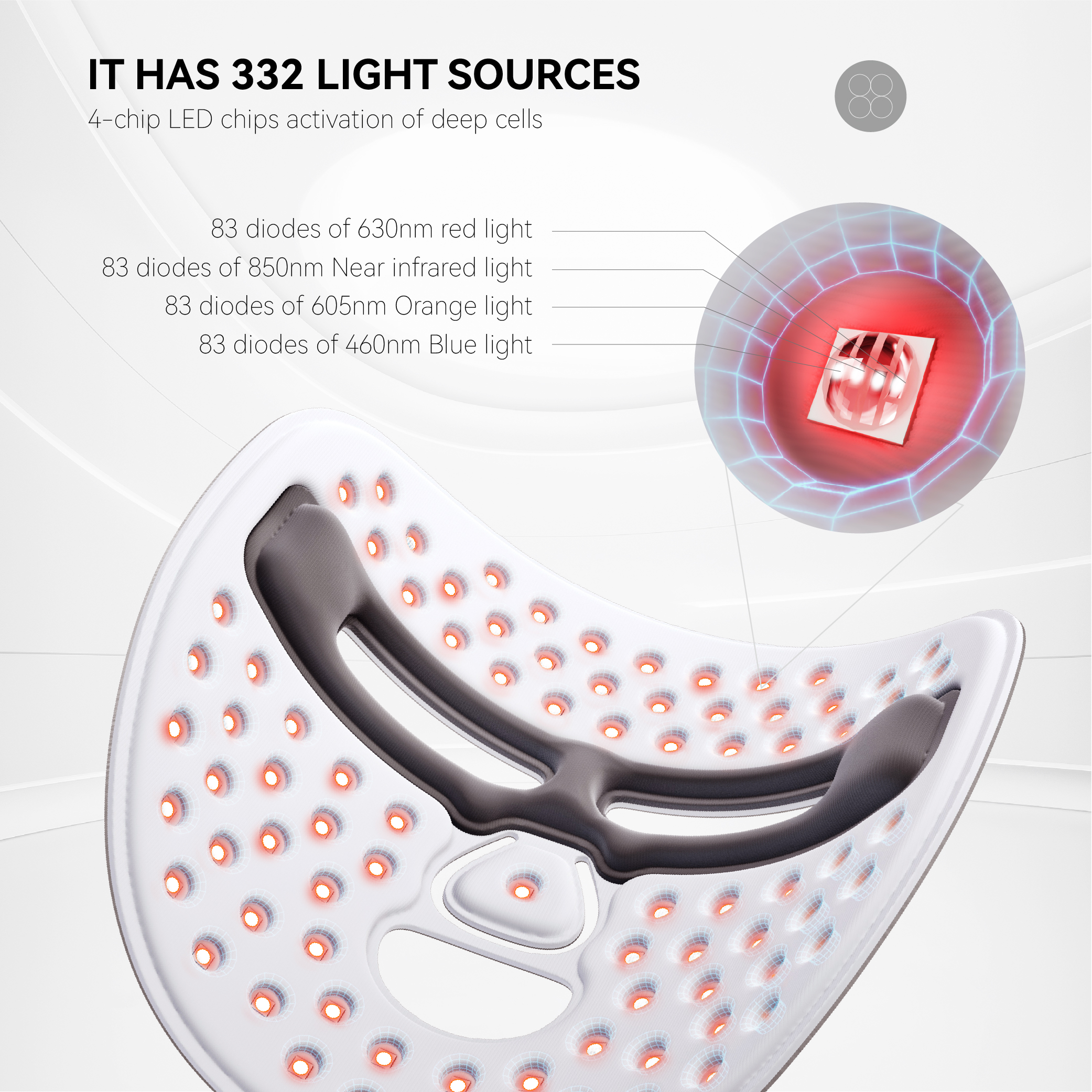 Hello Face Light Therapy Mask Wireless Near-Infrared Light and Red Light Therapy Facial Mask Powerful Anti-aging Professional LED Ultra-light Mask