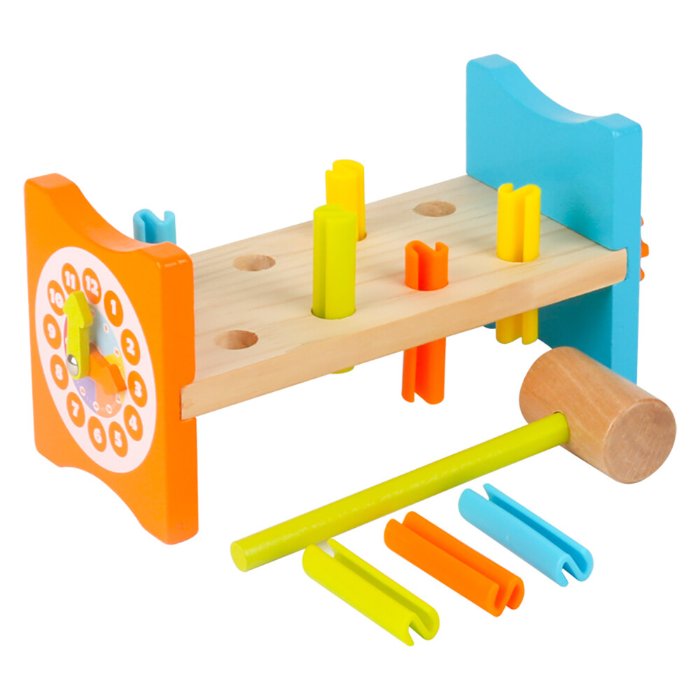 Montessori Wooden Hammering Toy - Develop Fine Motor Skills & Color Cognition and Hand-eye Coordination for Kids 3 Years Old