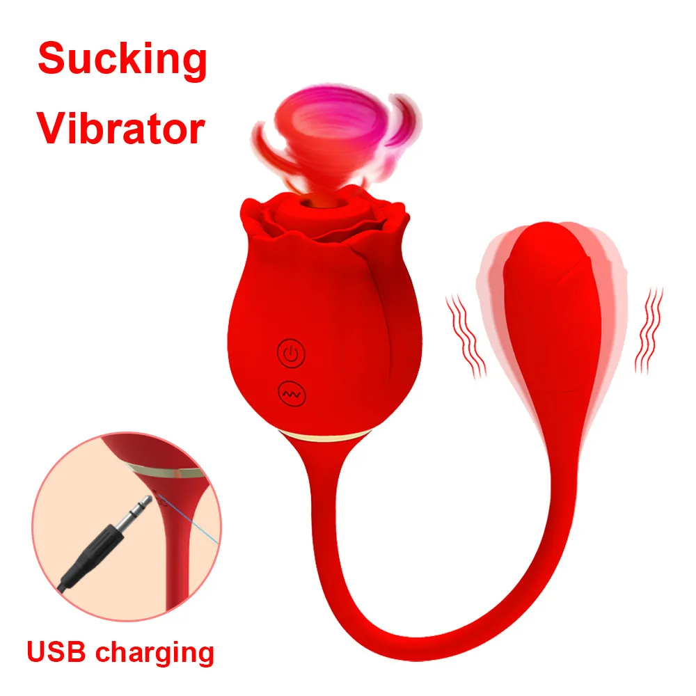 (Rose Red) Rose Sucking Vibrator for Women Vagina Sucking Tongue Nipple Clit Stimulator Telescopic Dildo Oral Licking Nipple Blowjob Female Masturbator Adult Sex Toys Age 18