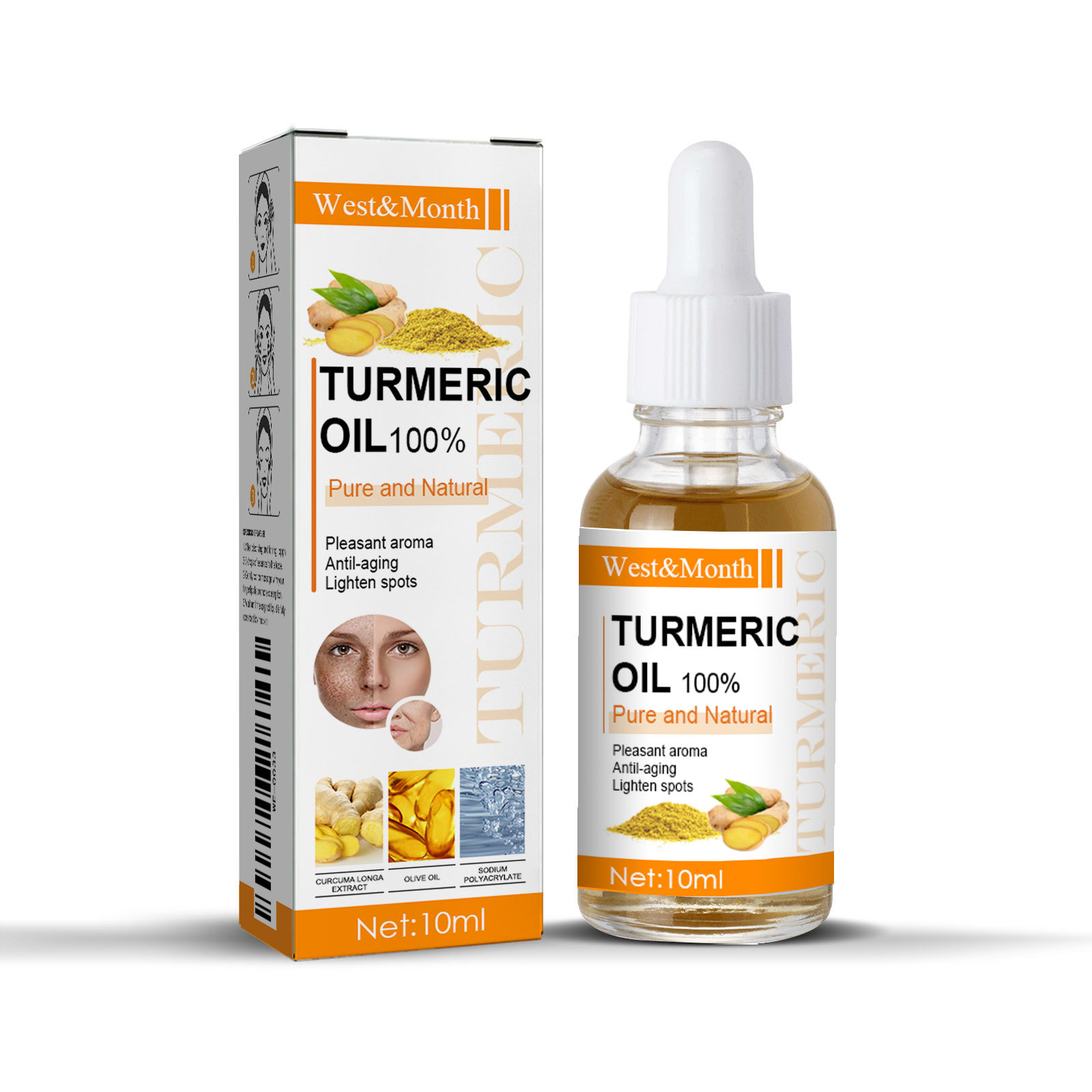 West&Month Turmeric Oil Face Serum Anti-aging Lighten Spots Face Care Essence
