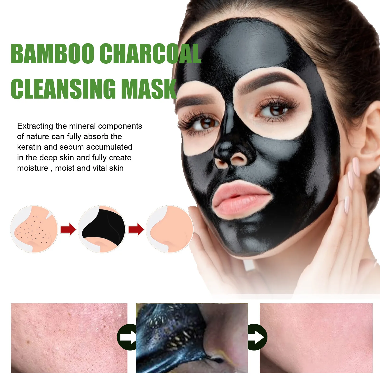 (1 PC) Blackhead Remover Bamboo Charcoal Cleansing Mask Remove Blackhead Shrink Pores Acne Treatment Oil Control Moisturizing Deeply Cleansing Mud Film Skin Care