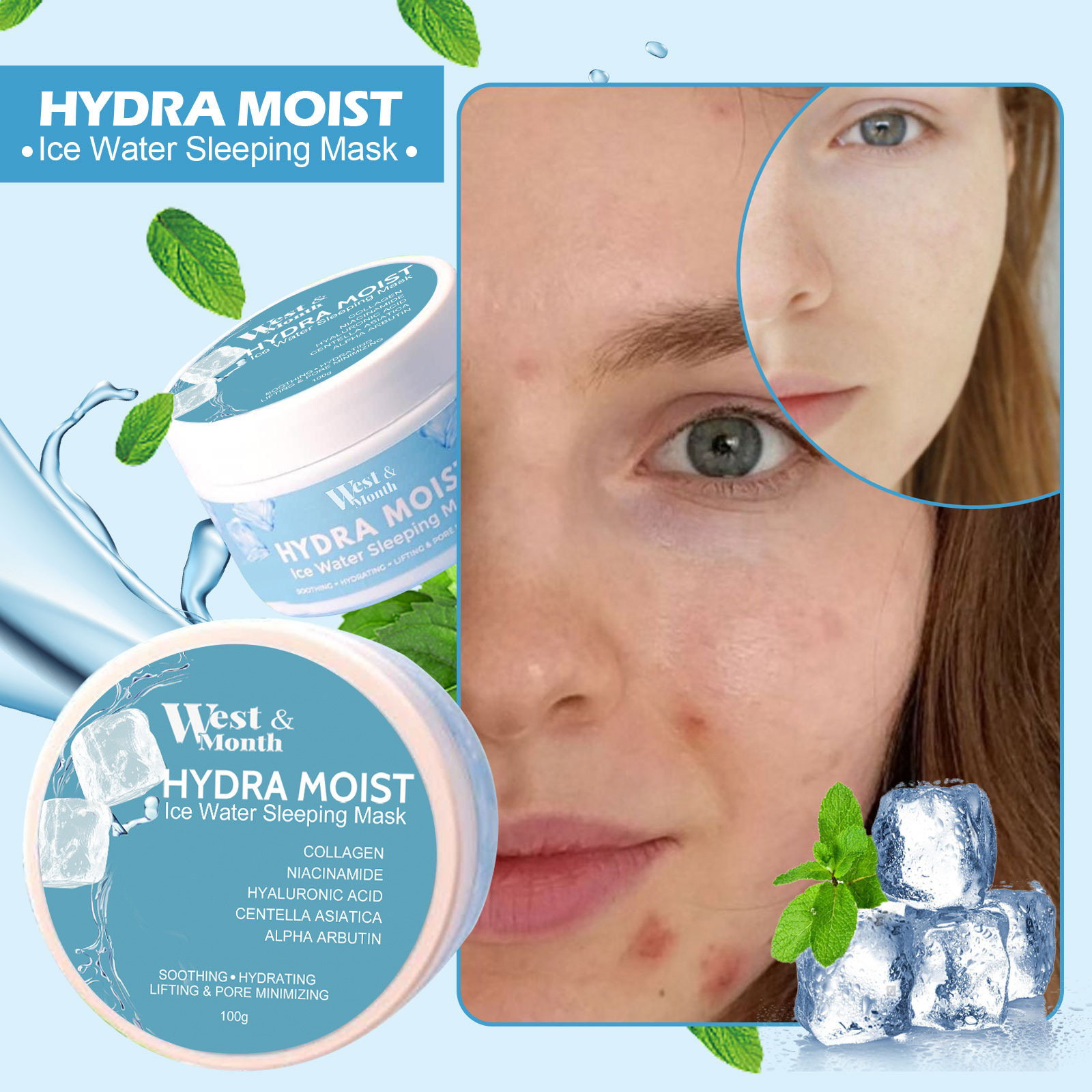 (1 PC) Hydrating Sleeping Mask Hydrating Nourishing Facial Mask Deep Cleansing Pores Acne Treatment Soothing Repair Moisturizing Pores Shrinking