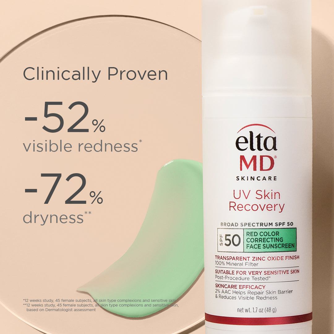 EltaMD Green Tint Sunscreen UV Skin Recovery Red Color Correcting Green Tint Broad Spectrum SPF 50 1.7 oz / 48g