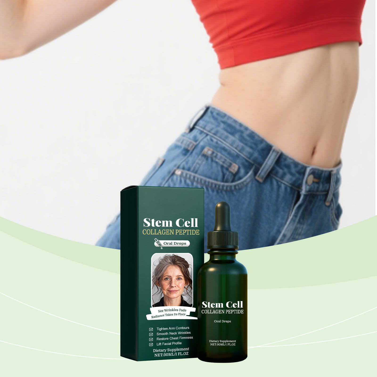 Stem Cell Collagen Peptide Oral Drops  Light & Smooth Collagen Peptide Drops - Gentle Daily Support for Body Contour Elasticity, Skin-Friendly Nutritional Suppl