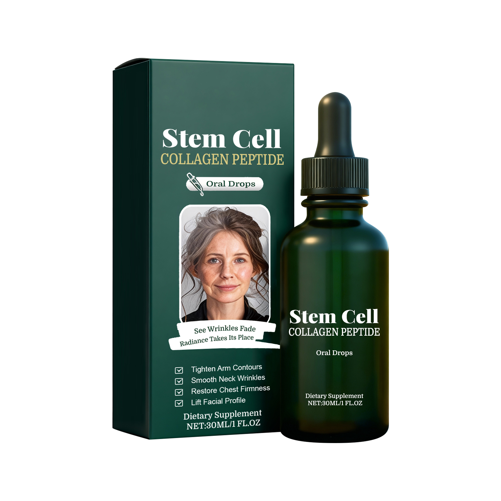 Stem Cell Collagen Peptide Oral Drops  Light & Smooth Collagen Peptide Drops - Gentle Daily Support for Body Contour Elasticity, Skin-Friendly Nutritional Suppl