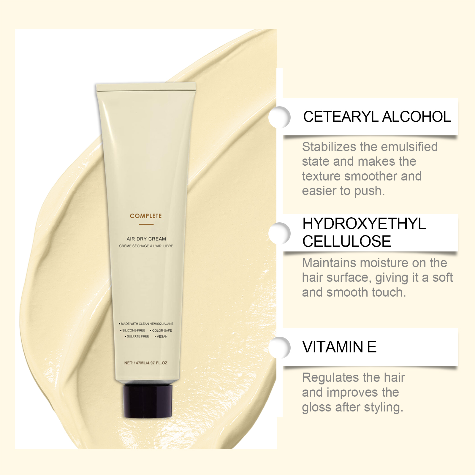 Hair Cream for Curly Hair Smoothing Air Dry Cream Keep Hair Fluffy Increase Elasticity Lasting Shaping Reduce Frizzy Hair Care ﻿