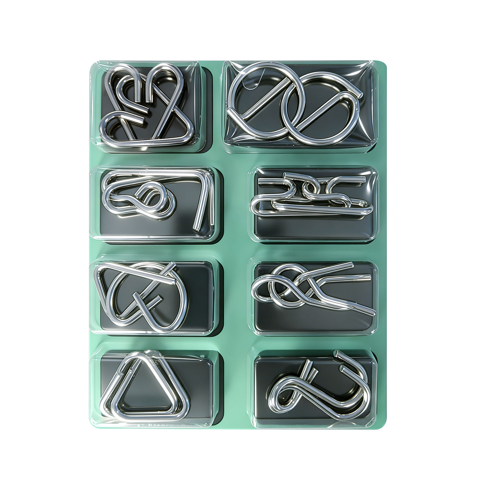 (Green) Fun Metal Chinese Ring Puzzle Intelligent Brain Teaser IQ Logic Game for Children Adult Family Entertainment Educational Toy ﻿