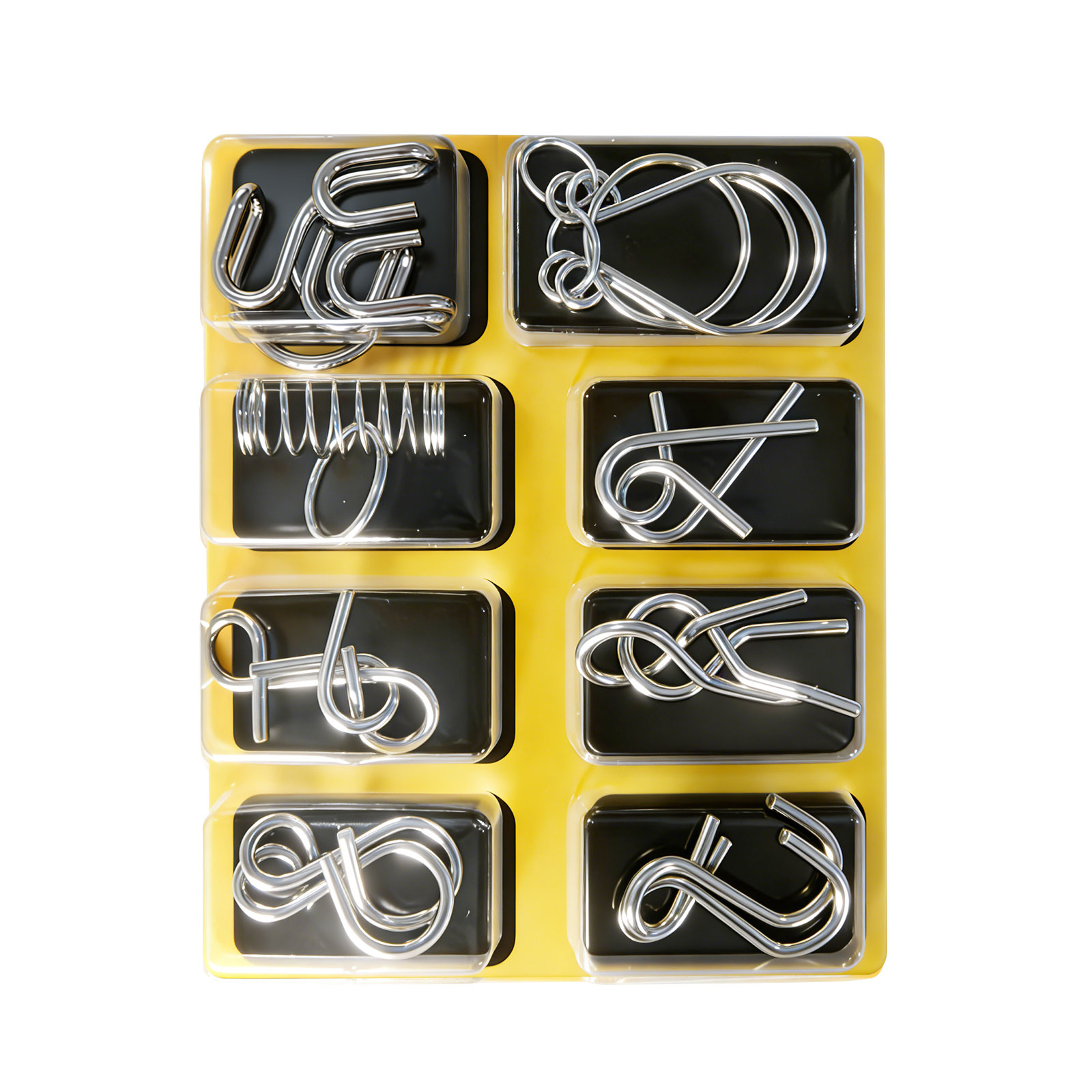 (Yellow) Fun Metal Chinese Ring Puzzle Intelligent Brain Teaser IQ Logic Game for Children Adult Family Entertainment Educational Toy ﻿