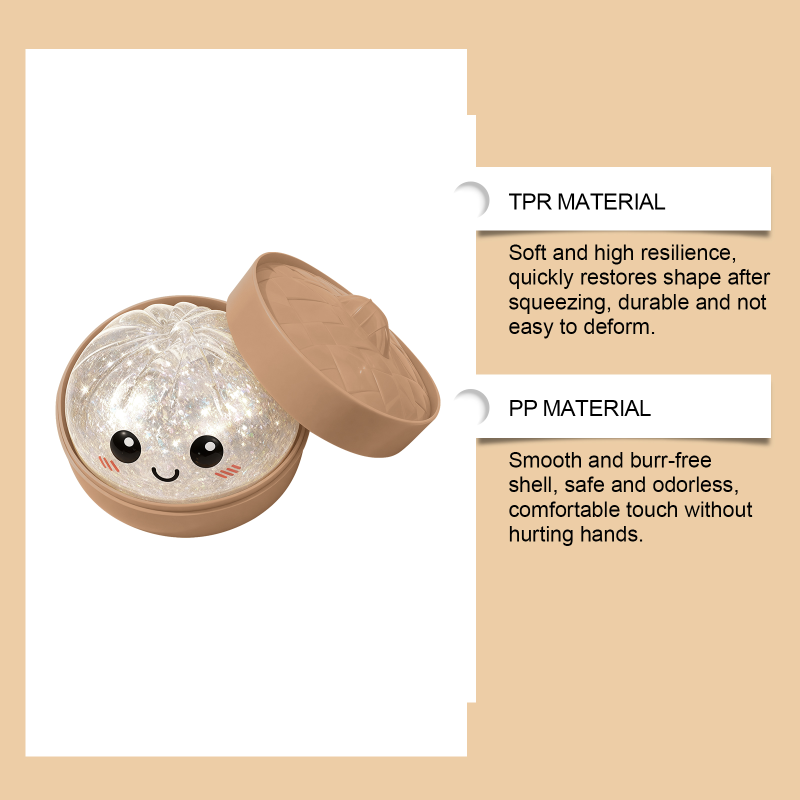 (Clear Pearl) Colorful Crystal Steamed Bun Squeeze Toy Reusable Fun Stress-Relief Slow Rebound Flash Dumpling Desktop Decoration Party Gifts ﻿