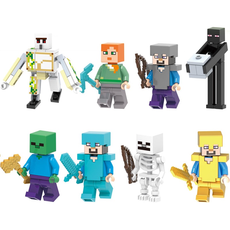 Mini Action Figures My World Pixel Assembly Building Blocks Game Theme Toy Suitable for Themed Party Decorations Kids Festival Gifts