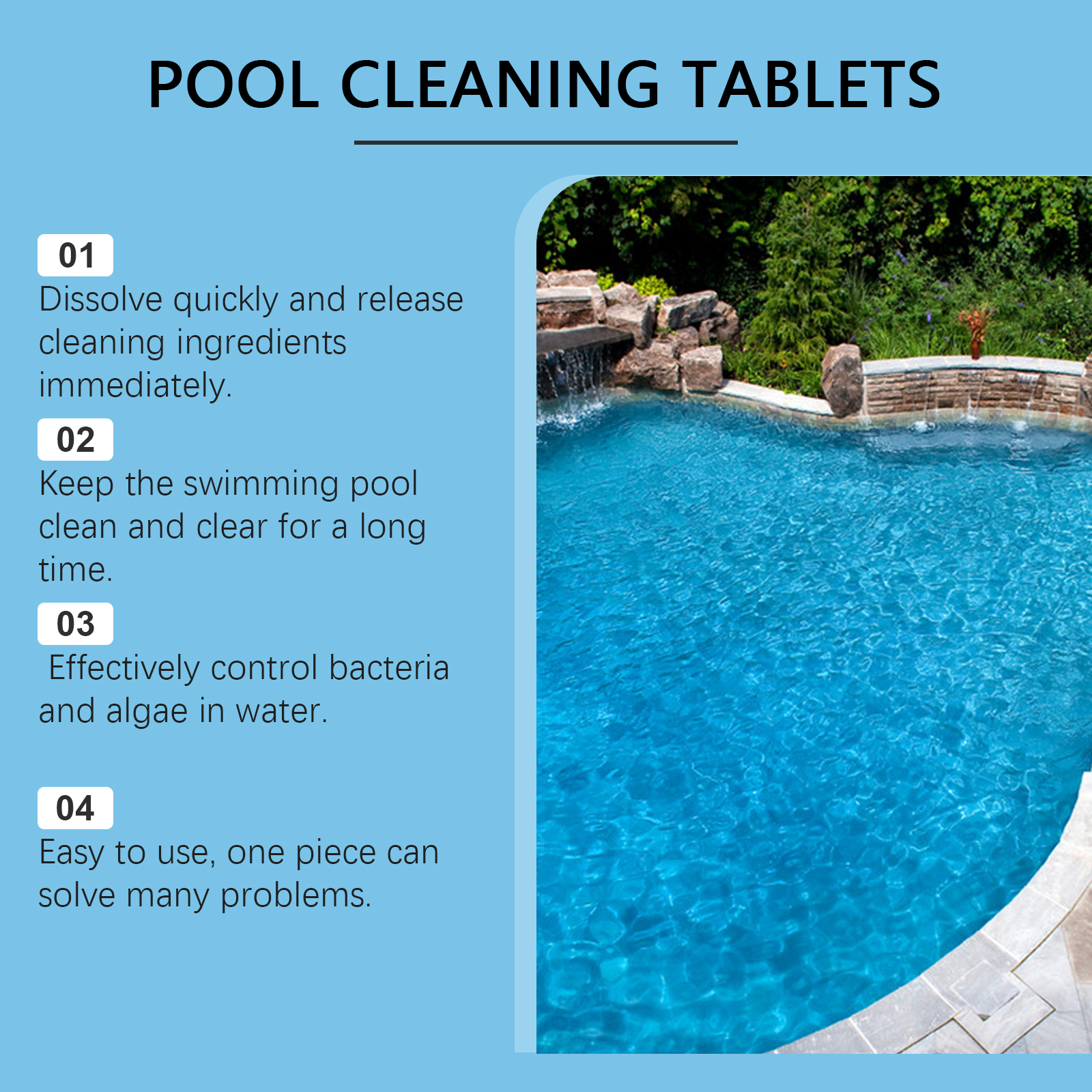 Swimming Pool Water Purifier Tablets Multi Function Cleaning for Sparkling Clear Pool Water Maintenance&