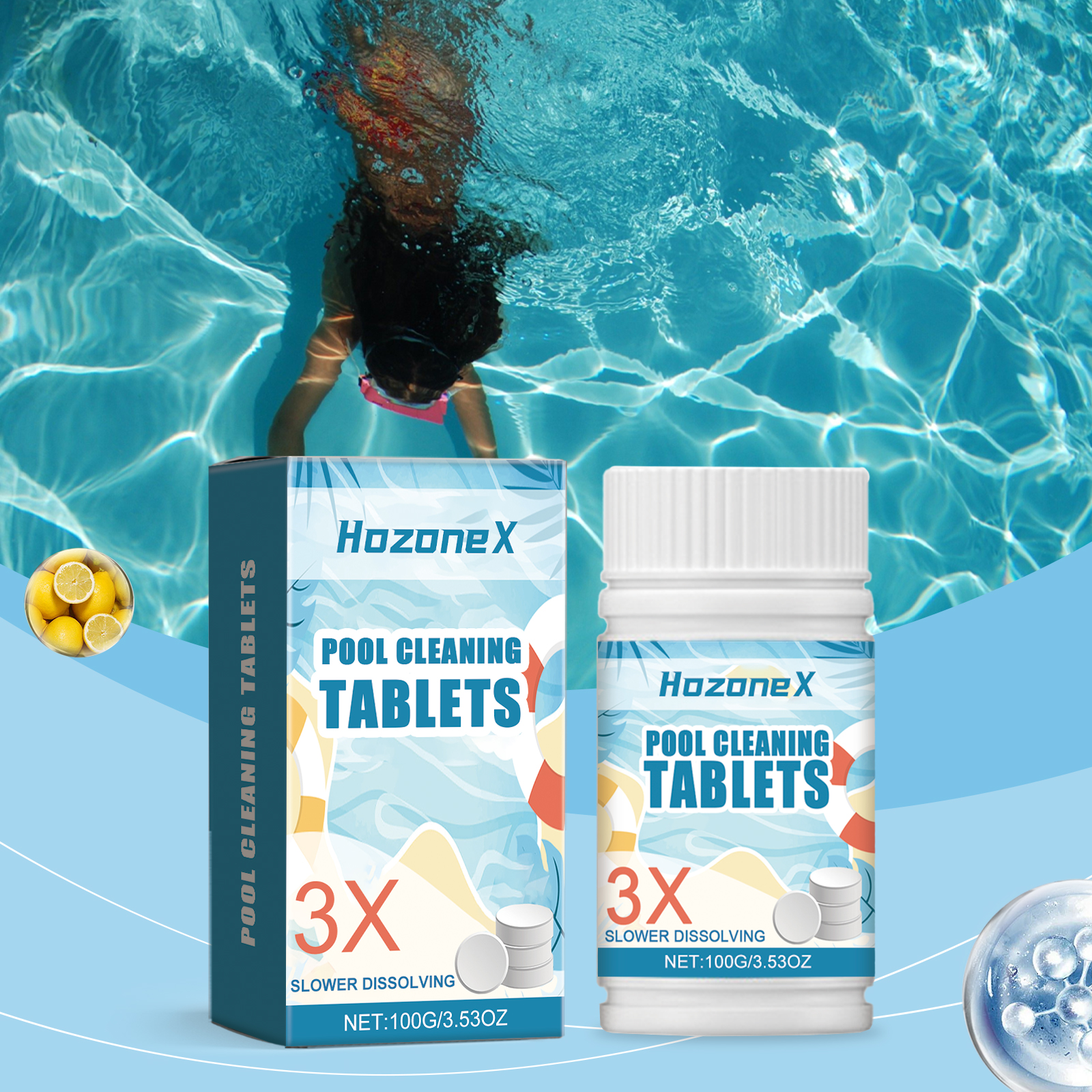 Swimming Pool Water Purifier Tablets Multi Function Cleaning for Sparkling Clear Pool Water Maintenance&