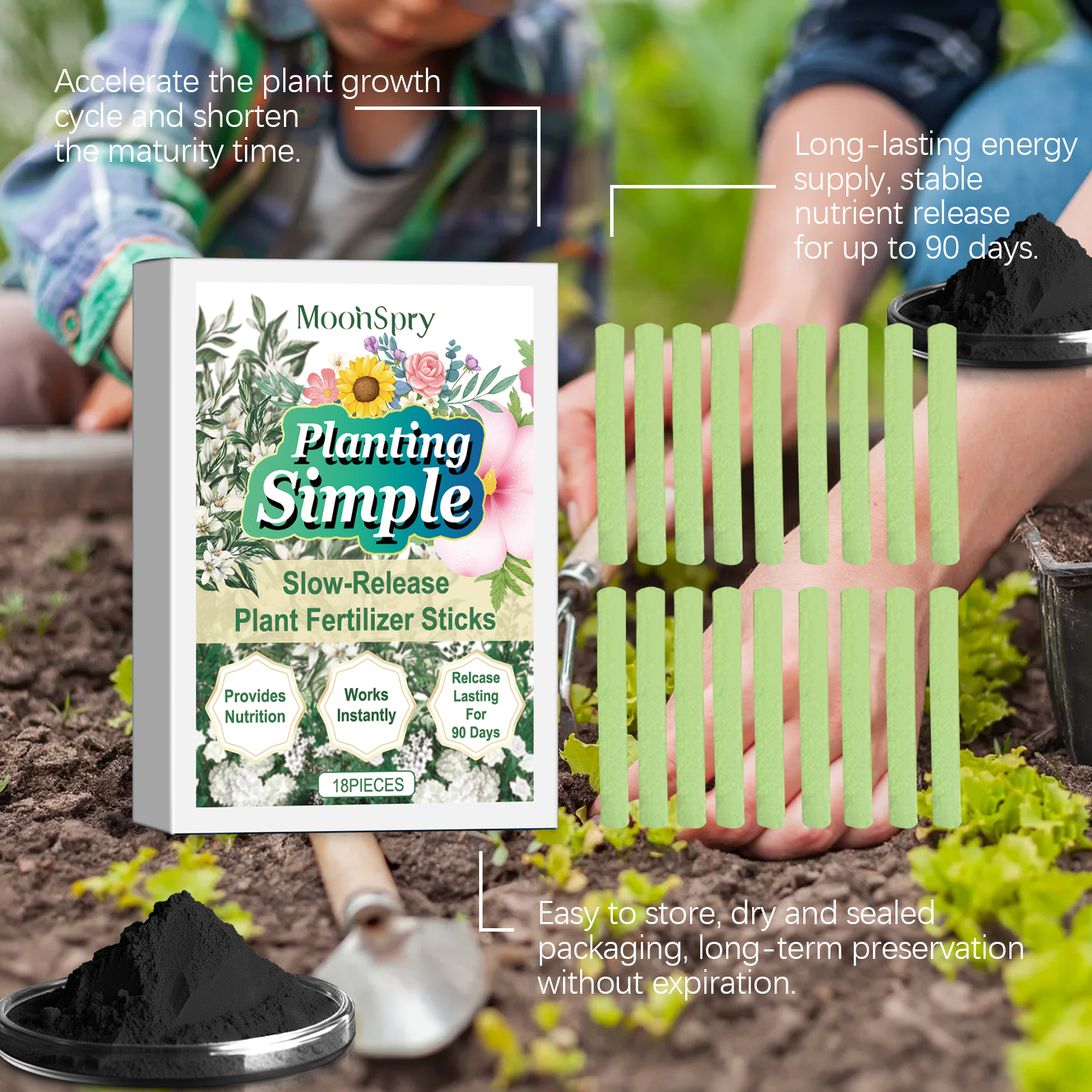 18 pieces Organic Plant Fertilizer Stick Indoor Potted Flower Nutrient Compound Food for Succulent Plant Nutrition Bar