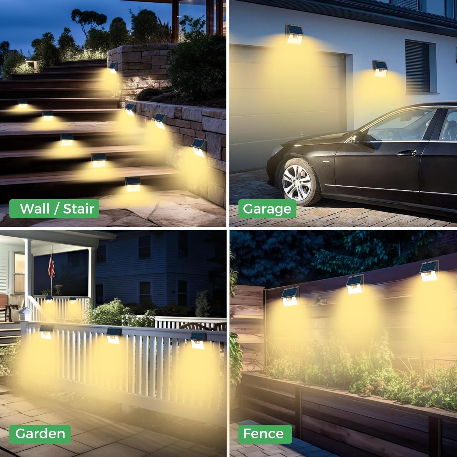 (Black-cool White) 6 Pack Solar Lights Outdoor Garden 176 LED Ultra Bright Security Lights Motion Sensor 3 Modes Waterproof Solar Powered Wall Fence Lights for Outside