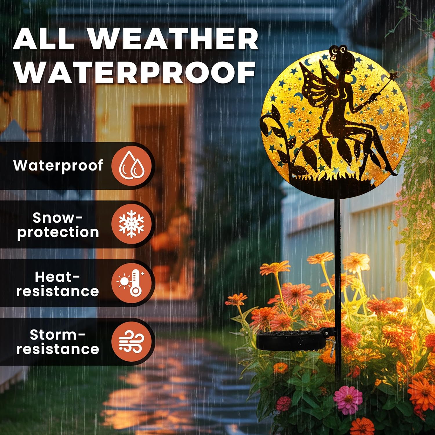 (Shepherd With Deer) Solar Lights Outdoor Garden Waterproof Metal Solar Stake Lights Garden Lights Ornaments for Pathway Lawn Yard and Patio