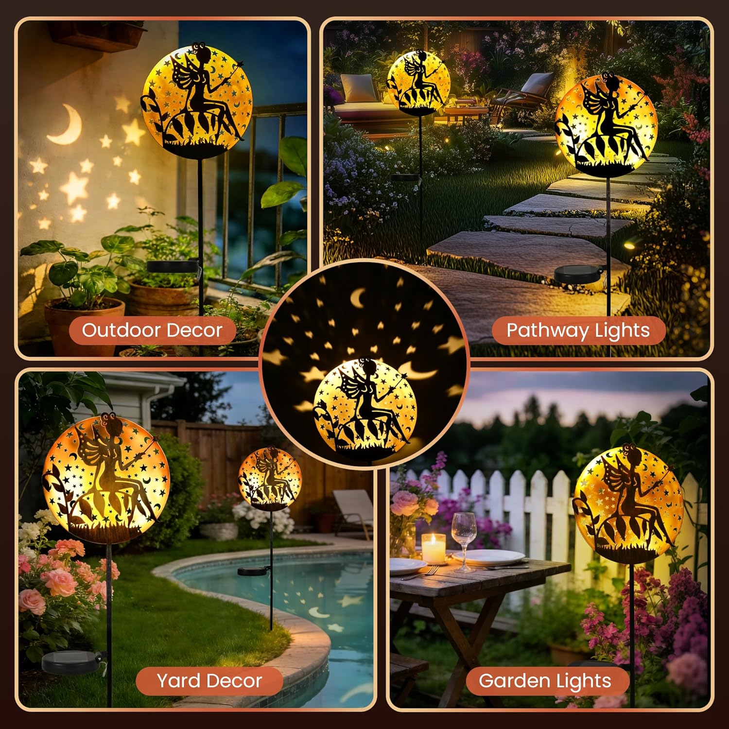 (Shepherd With Deer) Solar Lights Outdoor Garden Waterproof Metal Solar Stake Lights Garden Lights Ornaments for Pathway Lawn Yard and Patio