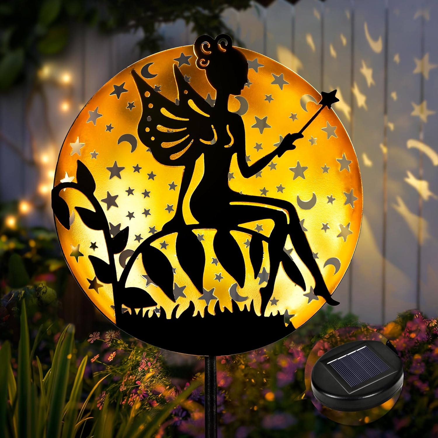 (Shepherd With Deer) Solar Lights Outdoor Garden Waterproof Metal Solar Stake Lights Garden Lights Ornaments for Pathway Lawn Yard and Patio