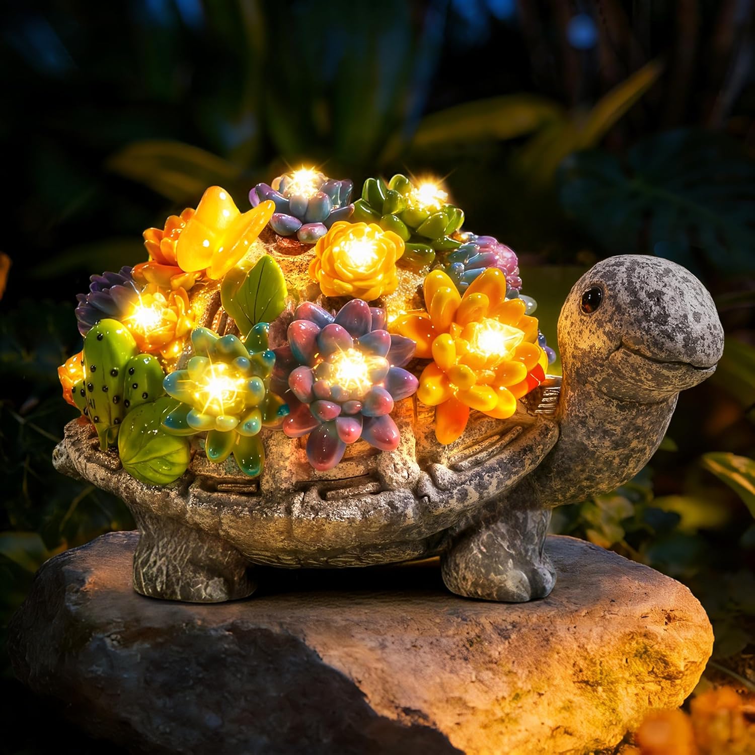 Women Mum Gifts Solar Turtle Garden Ornaments with LED Lights Mothers Day Birthday Gift Ideas for Grandma Older Ladies Unique Tortoise Statue Gardening 