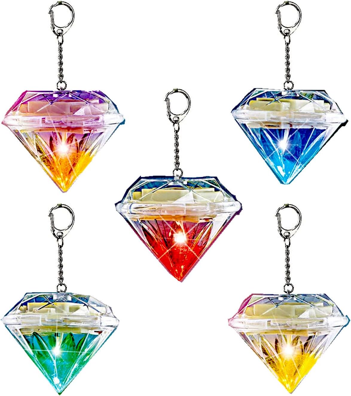 Solar Diamond Hanging Lights Solar Garden Lights 5 Pack RGB 7 Color Changing LED Decorative Lamps for Patio Garden Tree Walkway Lawn Yard Fence Deck