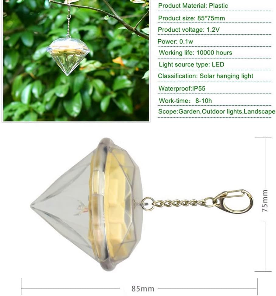 Solar Diamond Hanging Lights Solar Garden Lights 5 Pack RGB 7 Color Changing LED Decorative Lamps for Patio Garden Tree Walkway Lawn Yard Fence Deck