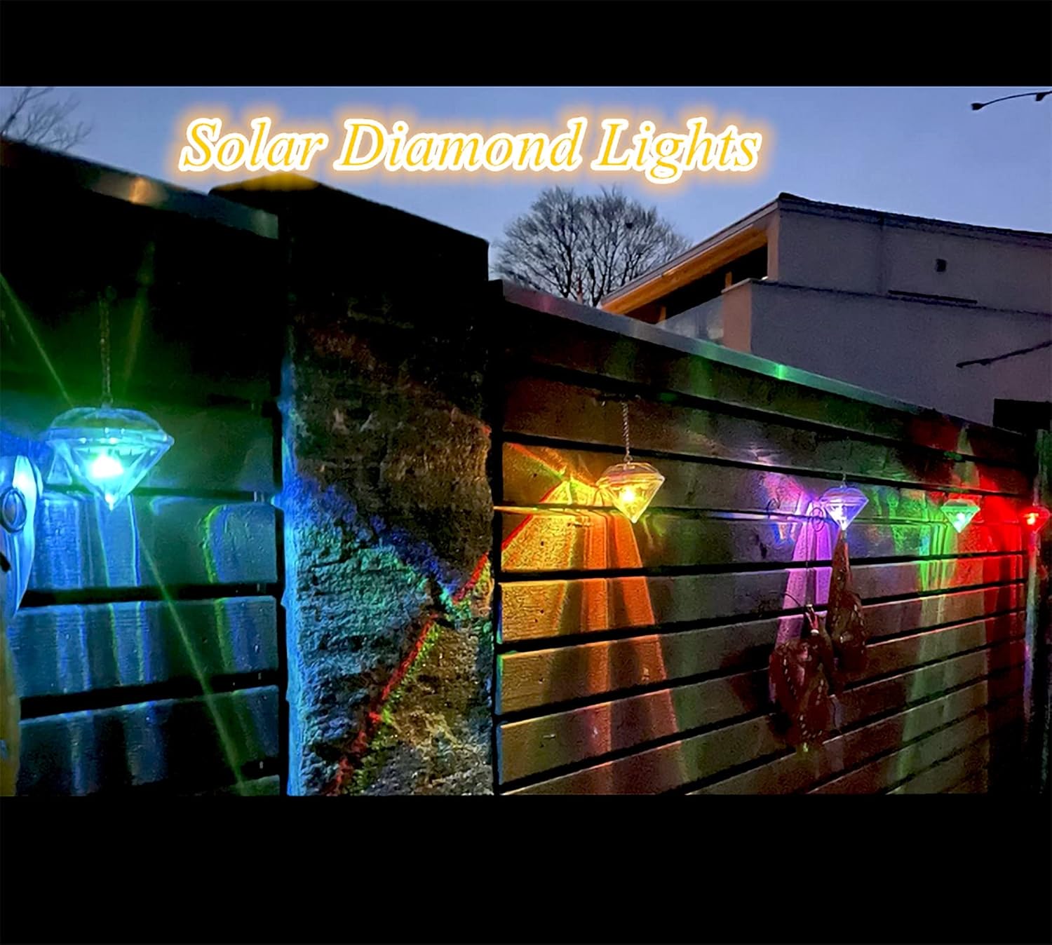 Solar Diamond Hanging Lights Solar Garden Lights 5 Pack RGB 7 Color Changing LED Decorative Lamps for Patio Garden Tree Walkway Lawn Yard Fence Deck