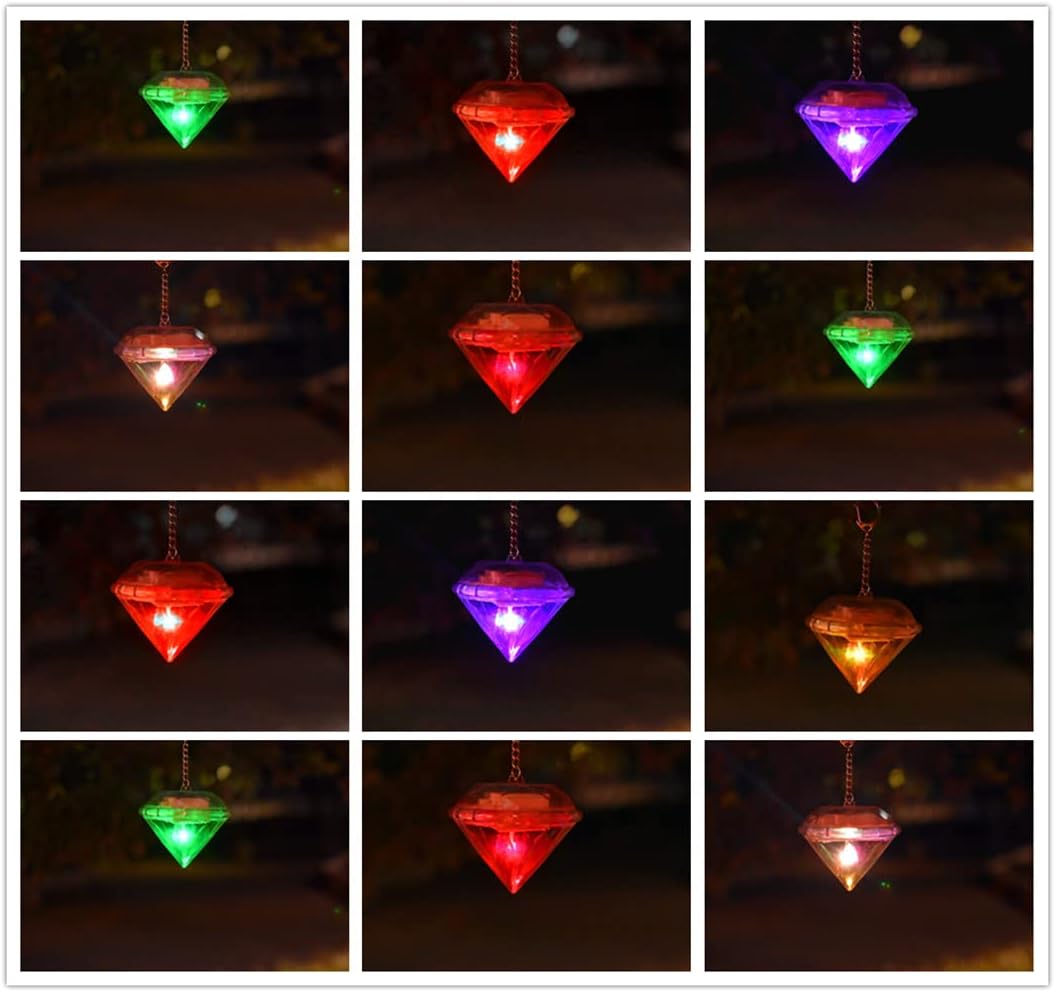 Solar Diamond Hanging Lights Solar Garden Lights 5 Pack RGB 7 Color Changing LED Decorative Lamps for Patio Garden Tree Walkway Lawn Yard Fence Deck