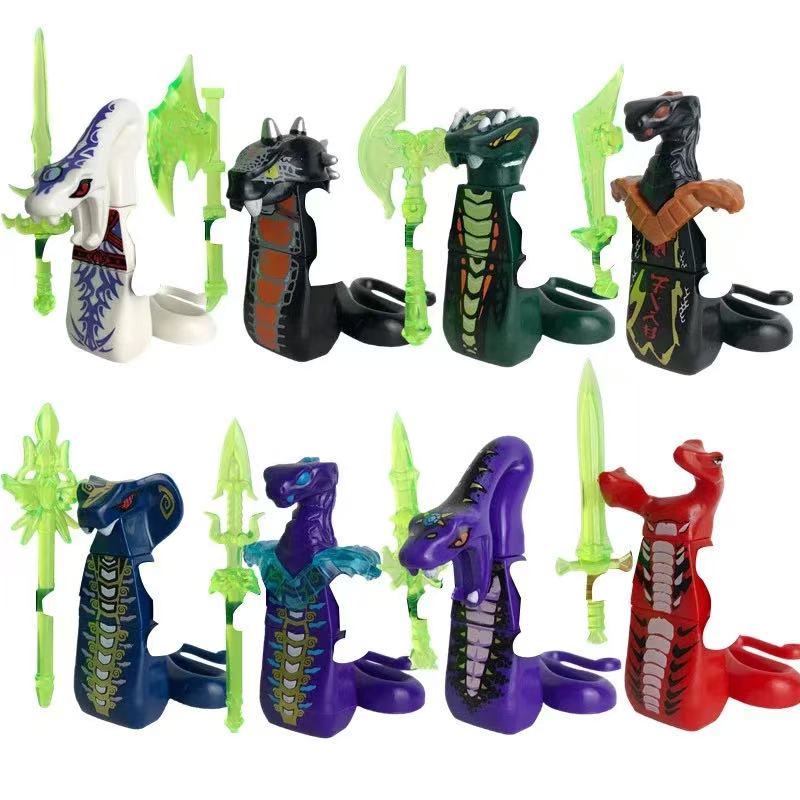 (8 PCS C) Ninja Mini Figure Building Blocks Skull Wizard Anime Doll Model Brick Kid Toys Christmas Gifts