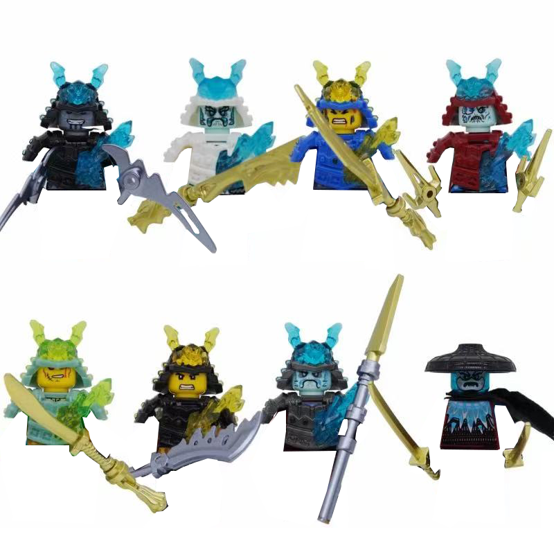 (8 PCS C) Ninja Mini Figure Building Blocks Skull Wizard Anime Doll Model Brick Kid Toys Christmas Gifts