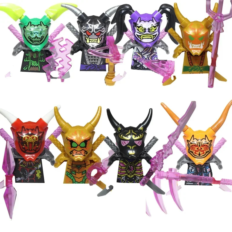 (8 PCS C) Ninja Mini Figure Building Blocks Skull Wizard Anime Doll Model Brick Kid Toys Christmas Gifts