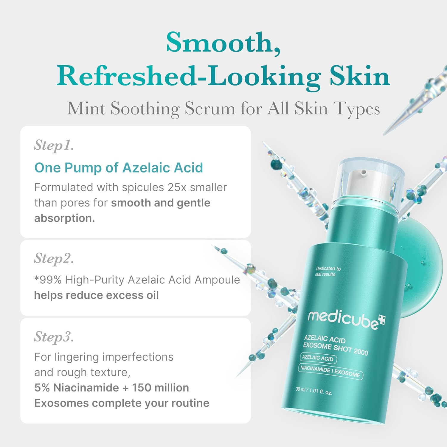 medicube Azelaic Acid Exosome Shot Serum 2000 Calm Redness Dryness While Refining Uneven Texture After Spot Care Azelaic Acid Niacinamide Korean Skincare 30ml